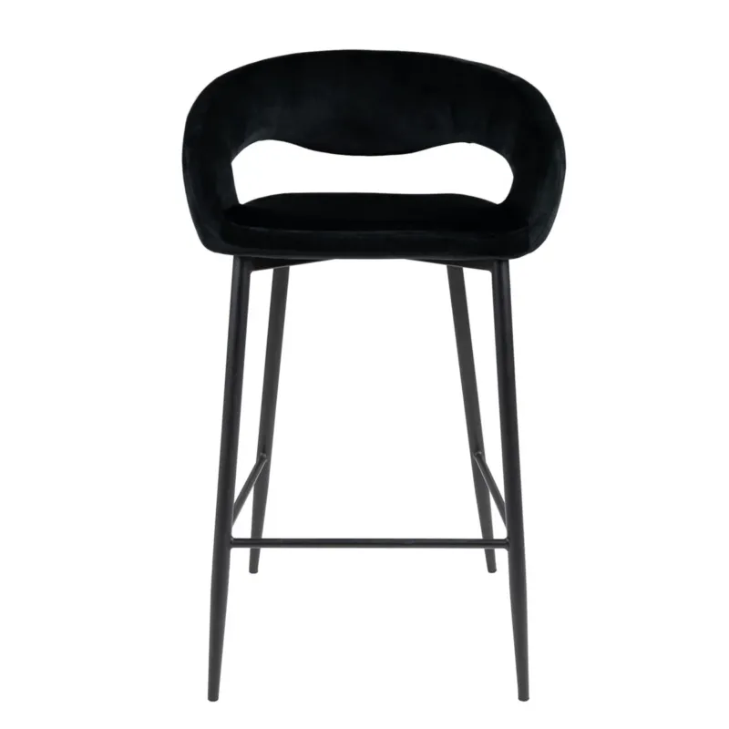 Barstuhl – Velvet Stoff, Metall Gestell, Schwarze Farbe - Lenn | Kick Collection