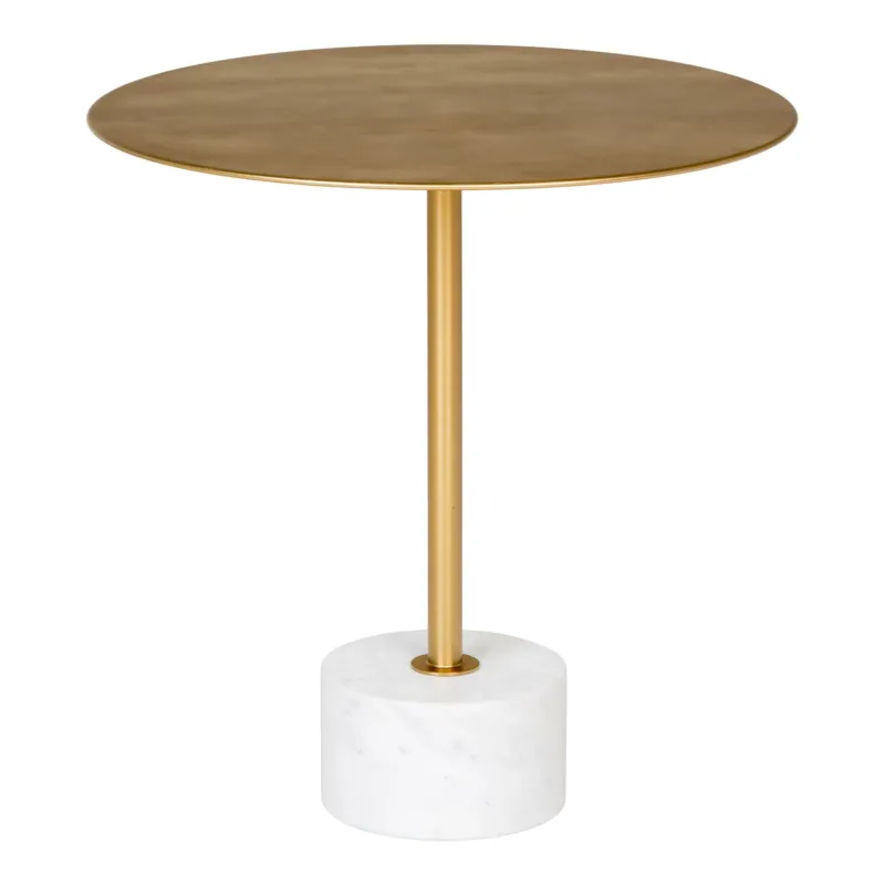 Beistelltisch – Marmor Weiß, Messing-Look, 52cm - Lecco | House Nordic