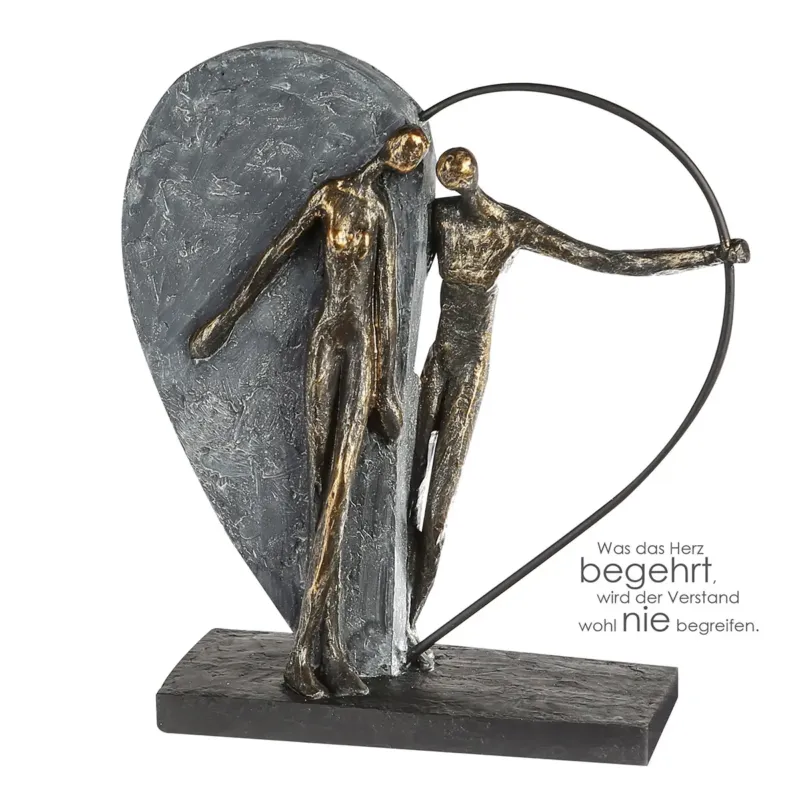 Skulptur – Herzform, Bronze Optik, Paarmotiv - Herzklopfen | Gilde