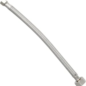 16 inch Stainless Steel Toilet Water Supply Line with 3/8 inch and 7/8 inch Brass Nut Connectors