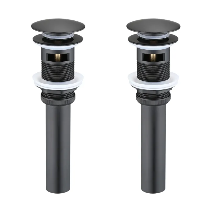 2PCS Matte Black Bathroom Sink Pop Up Drain with Overflow