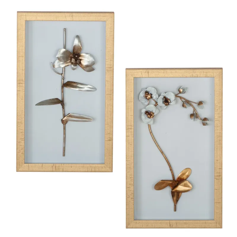 Wandbild – Blumen Motiv, Glas Design, Gold Rahmen - Fiore | Gilde
