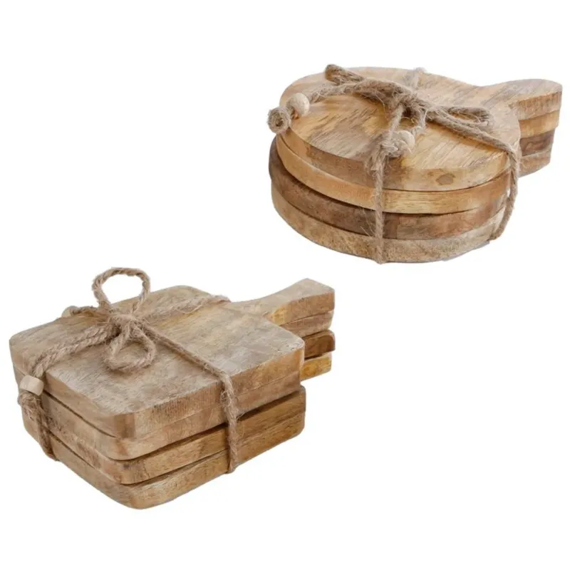 8er Set Untersetzer Mangoholz eckig rund