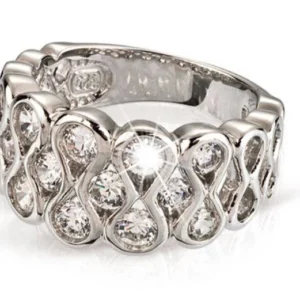 Damen Silberring 925 rhodiniert mit Zirkonia-Steine - SR-40