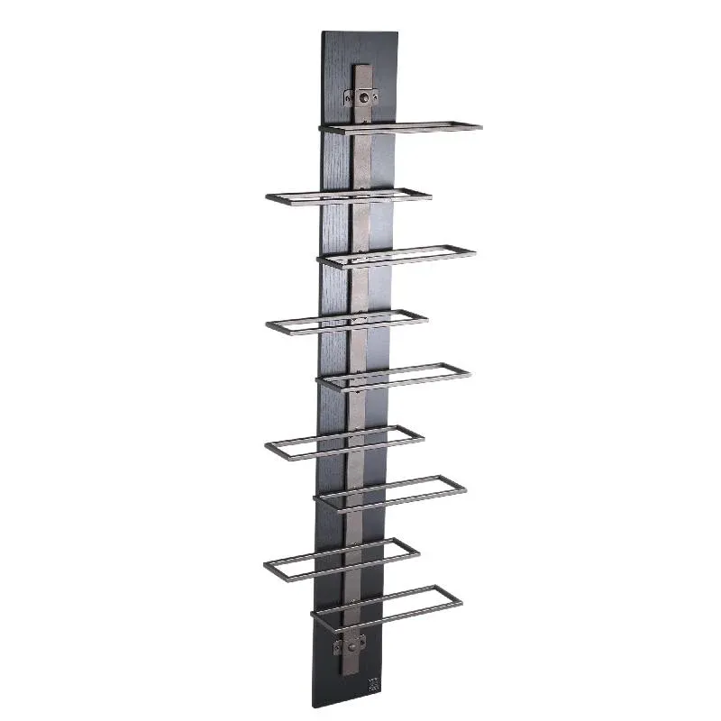 Weinregal – Eisen, Wandmontage, Ebenen-Design, braun, 9 Flaschen, L – Brendan | PTMD