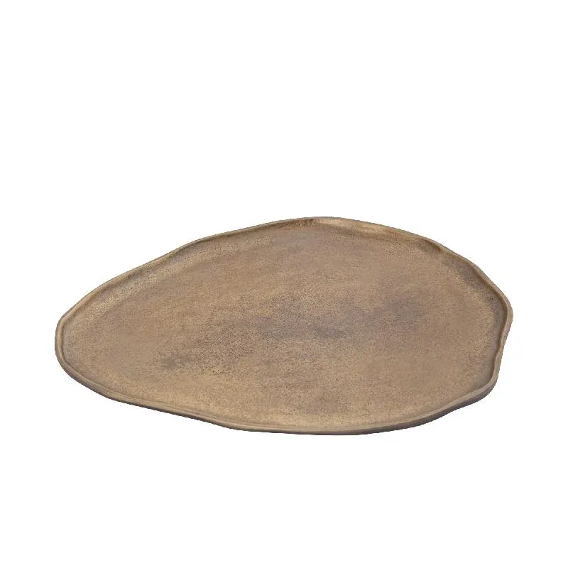 Schale – Runde Form, Organisches Design, Aluminium Material, Gold, L – Kora | PTMD