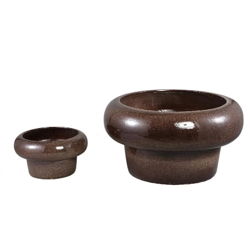 Topf – Dickrand Design, Runde Form, Keramik Material, Braun – Megga | PTMD