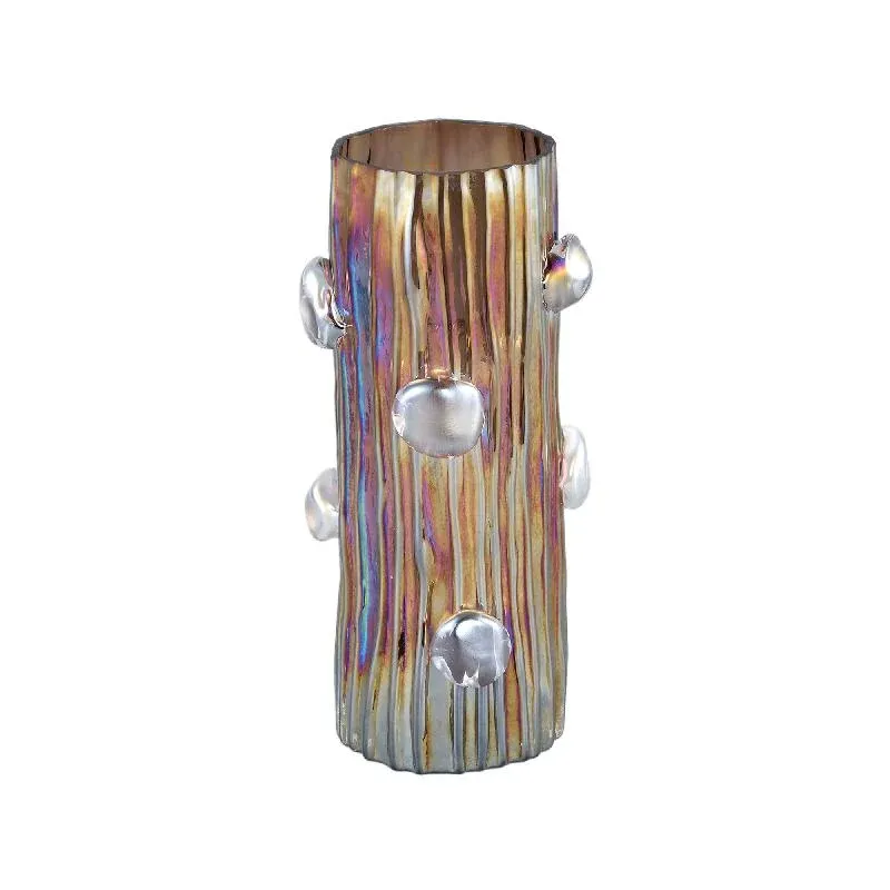 Vase – Glas Material, Punkt Muster, Braun Farbton, L – Parke | PTMD