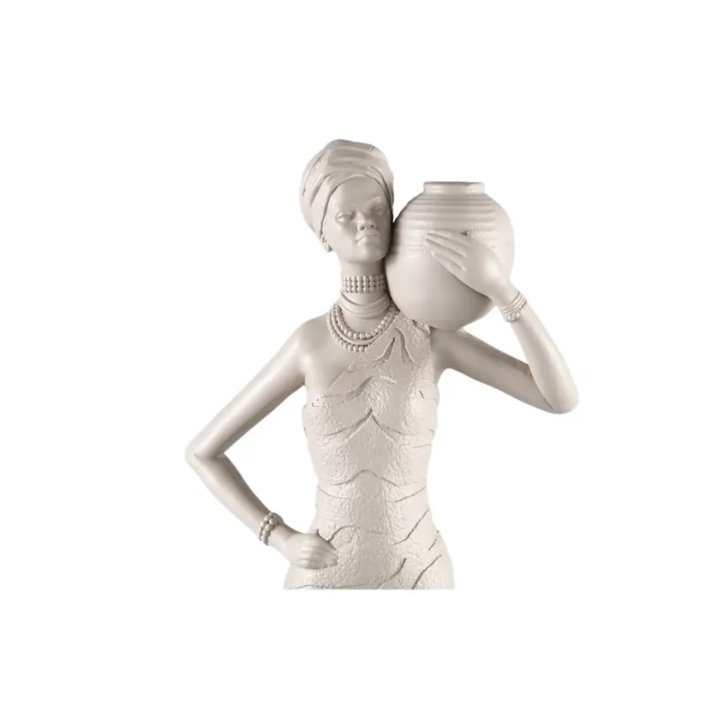 Statue – Frauen Design, Polyresin Material, Taupe, Topf Auf Schulter – Rafah | PTMD