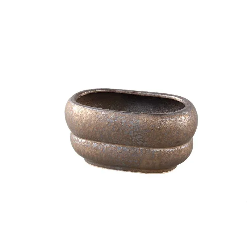 Topf – Geschichtetes Design, Ovale Form, Keramik Material, S – Anashe | PTMD