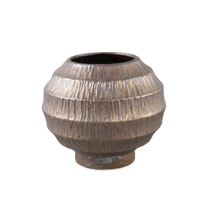 Topf – Rundes Design, Keramik Material, Gerippte Struktur, M – Cherith | PTMD