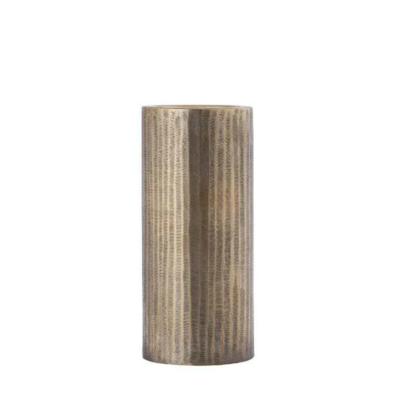 Kerzenhalter – Geripptes Design, Zylindrische Form, Aluminium Material, Gold, M – Jowad | PTMD