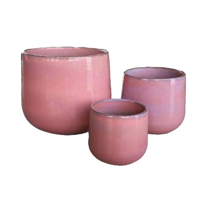 Topf – Glasiertes Design, Runde Form, Keramik Material, Rosa – Dairsai | PTMD
