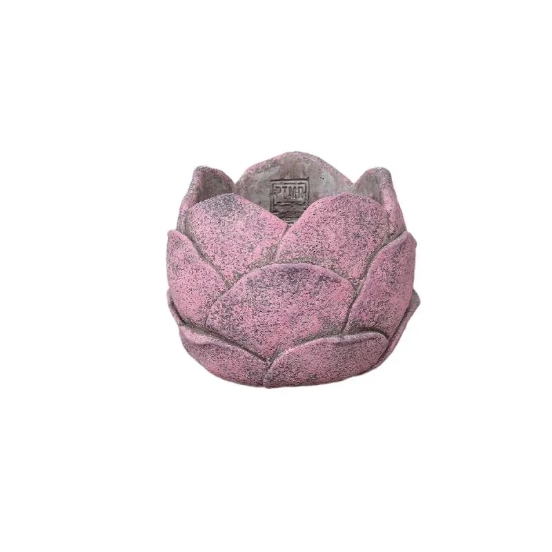 Blumentopf - Zement, Blumenform, Strukturierte Oberfläche, Rosa Farbe, M – Flowi | PTMD