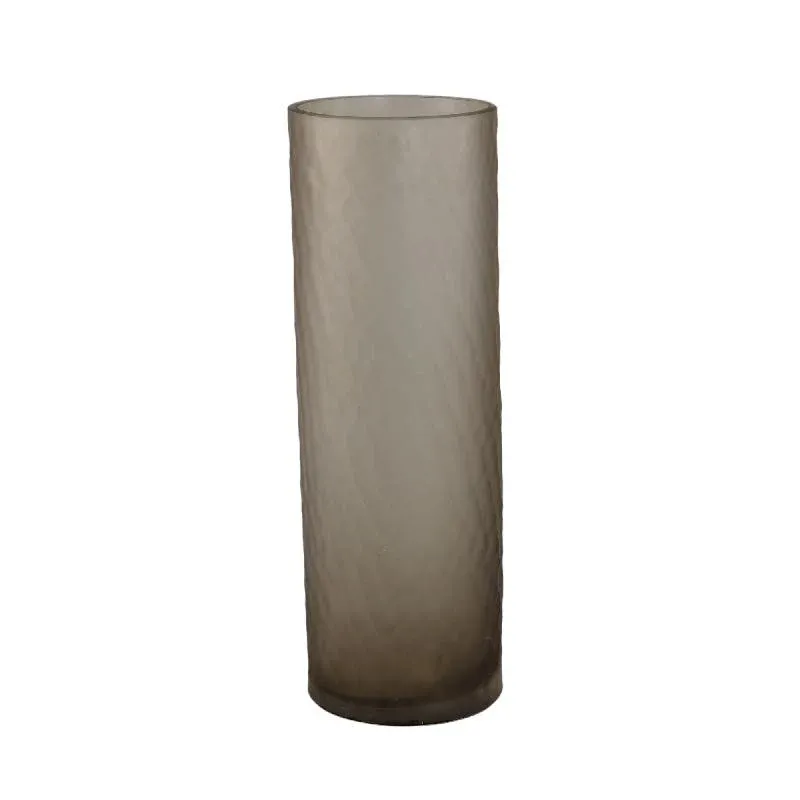 Vase – Hellbraunes Glas, Geschliffene Oberfläche, Gerade Form, L – Paulene | PTMD