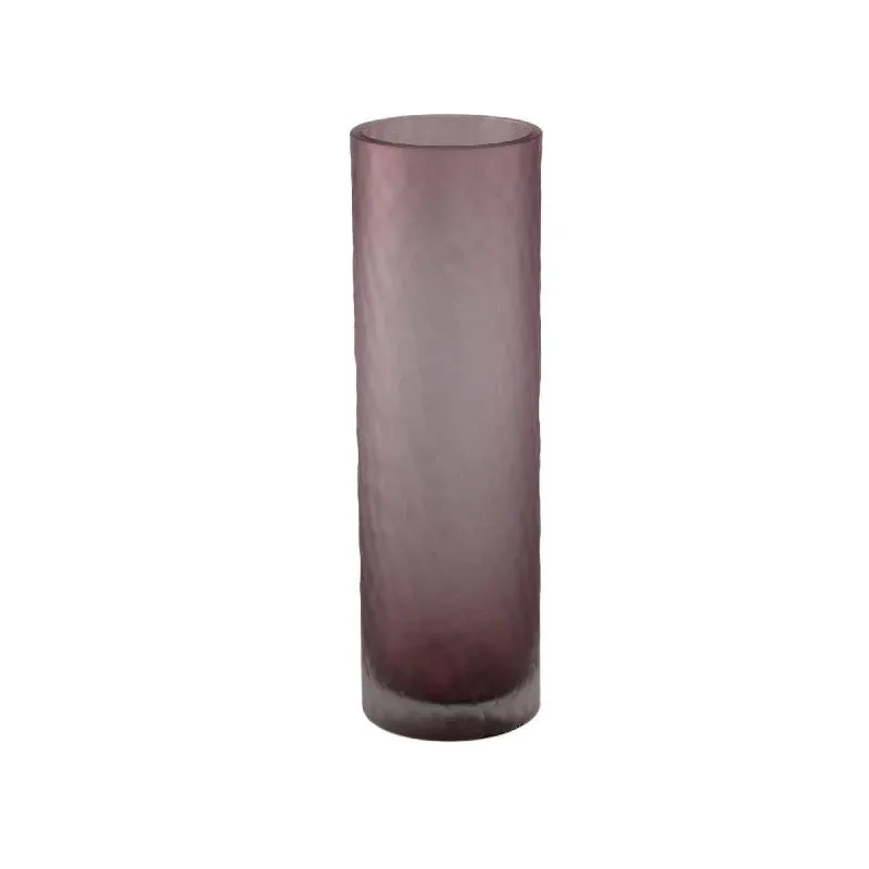Vase – Hellrosa Glas, Geschliffene Oberfläche, Gerade Form, M – Paulene | PTMD