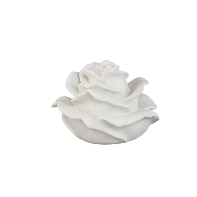 LED-Leuchte – Rosenblüten Design, Polyresin Oberfläche, Weiße Farbgebung, Niedrig – Aveda | PTMD