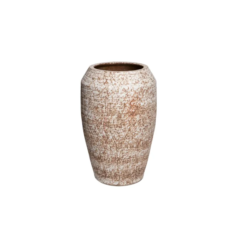 Topf – Raues Design, Runde Form, Keramik Material, Beige, S – Vikki | PTMD