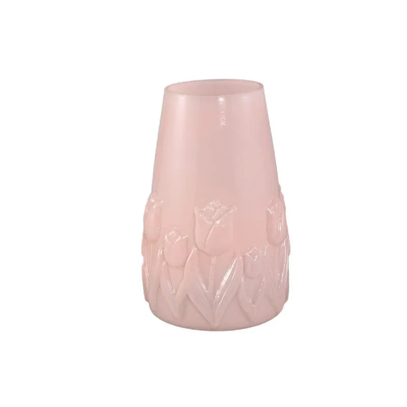 Vase – Tulpen Design, Runde Form, Glas Material, Hellrosa, L – Beatrize | PTMD