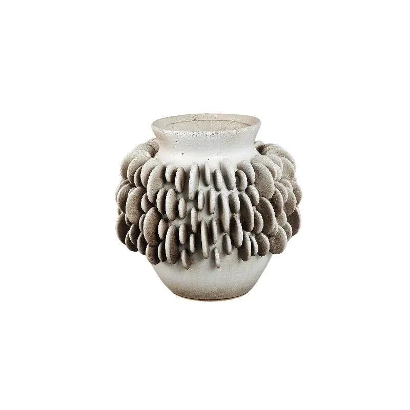 Vase – Keramik Material, Rundes Schuppenmuster, Runde Form, Niedrig, S – Wina | PTMD