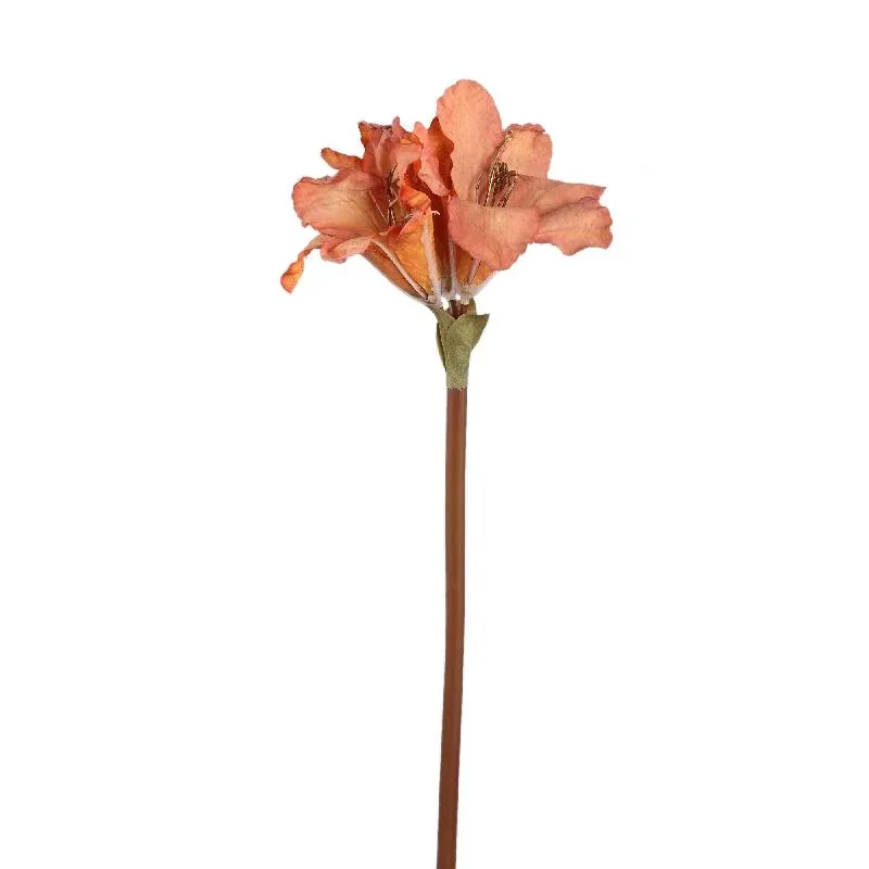 Amaryllisblume - Oranger Amaryllis-Stiel, Metall, Kunststoff, Leinwand | PTMD