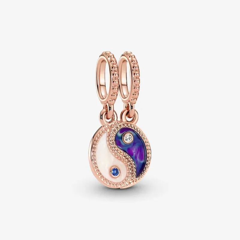 Pandora Teilbarer Charm-Anhänger: Yin & Yang - Rosévergoldet, Emaille