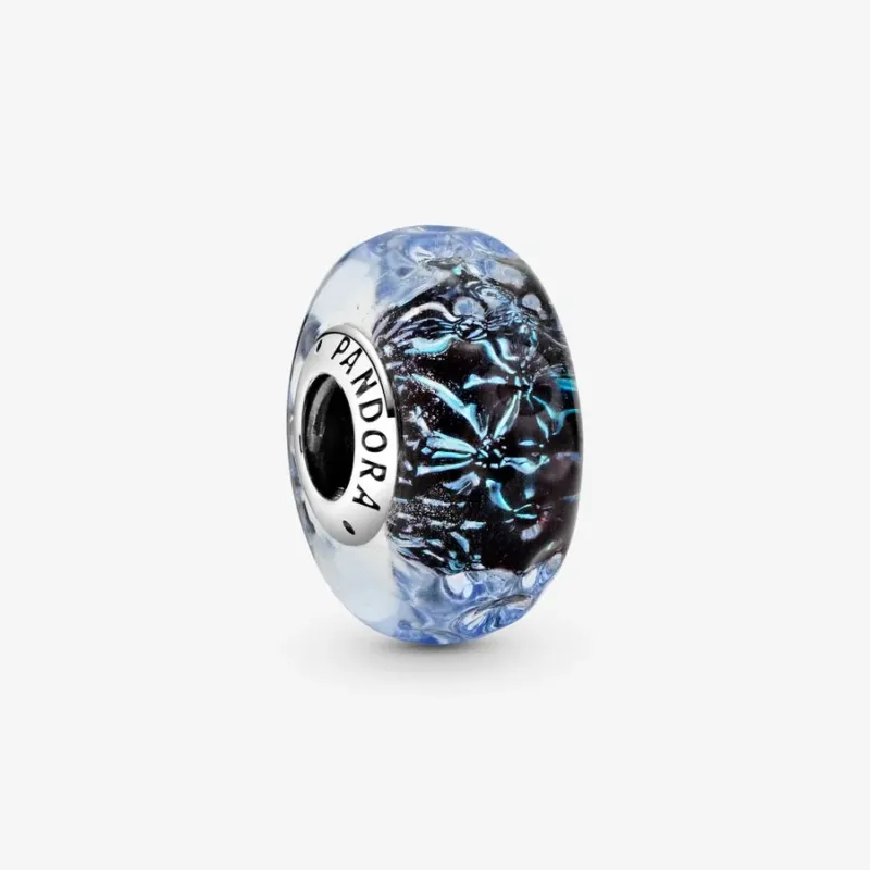 Pandora Tiefblauer Ozean: Wogen aus Dunkelblau im Murano-Glas Charm