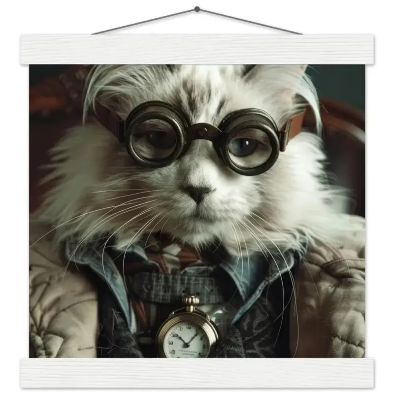 Schulposter – Türkische Angorakatze, Steampunk-Outfit, Brille | St Tropez Art