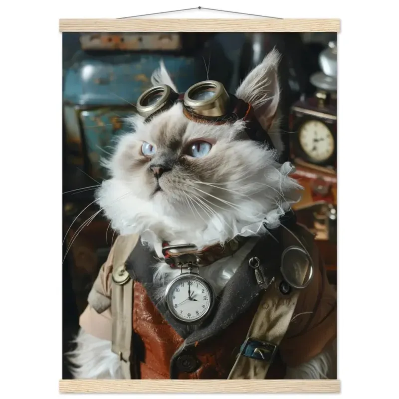 Schulposter – LaPerm Katze, Steampunk-Outfit, Brille | St Tropez Art