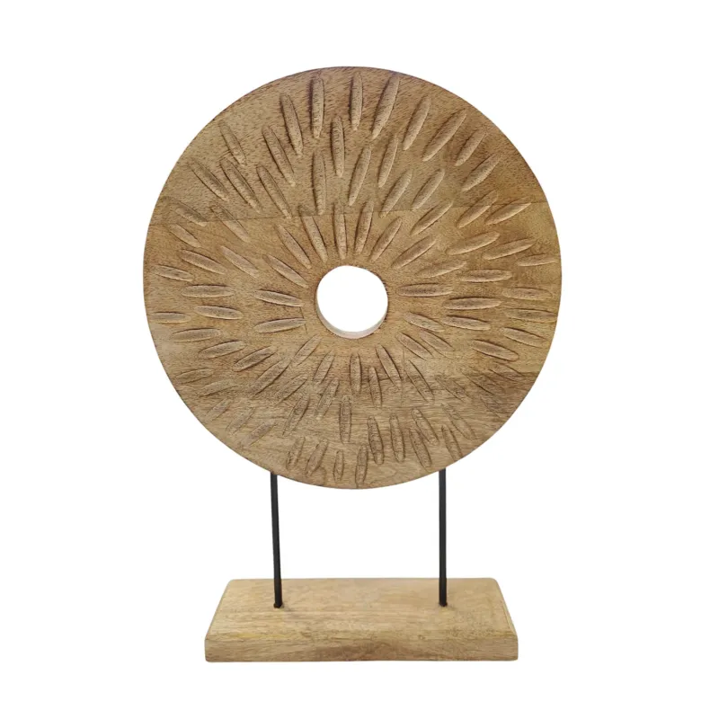 Deko Skulptur Mangoholz Metall Braun Schwarz 38 cm Dekoobjekt Holz