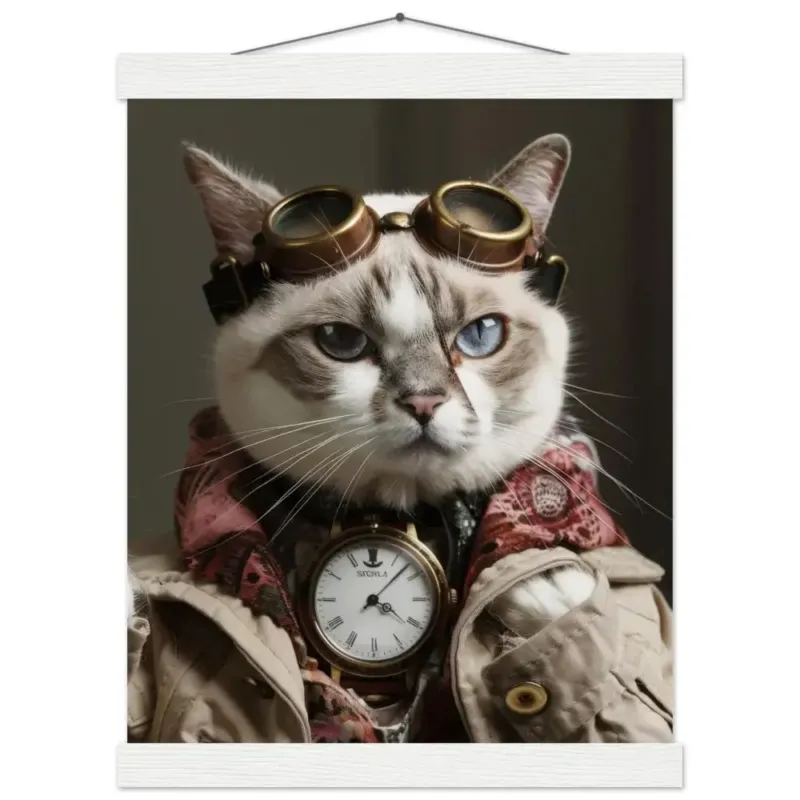 Schoolposter - Singapura-Katze, beiger Mantel, Spitzenakzente, bronzene Taschenuhr | St Tropez Art