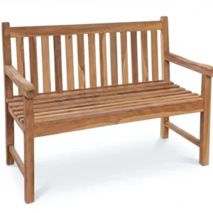 Massive Teakholzbank „Picadelly“ 120 cm Gartenbank 2-Sitzer mit Armlehne