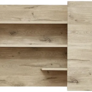 Wandpaneel Wandregal BELLANO Viking Oak Nature 140 cm Gesamtansicht mit vier Regalborden und Strukturelementen.