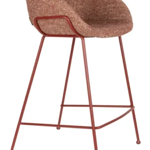 Barhocker Feston 2er-Set, Rot mit Stahlgestell von Zuiver