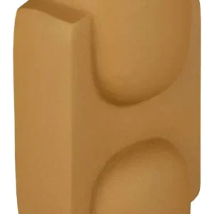 Vase Santos Ochre in Gesamtansicht mit geometrischen Reliefs an der Seite.