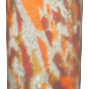 Vase Earl von Dutchbone in Gesamtansicht mit abstraktem Muster in Orange, Rot und Creme auf mattem Glas.