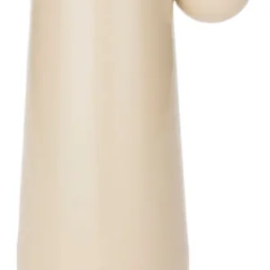 Vase Dot L in Beige mit kugelförmigem Griff an der Seite, Gesamtansicht.