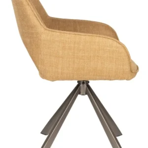 Esszimmerstuhl Toye im 2er-Set, Gelb mit drehbarem Sitz aus Polyester