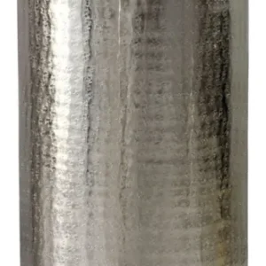 Bodenvase Aluminium 75 cm in Silber mit glänzender, strukturierter Oberfläche in Gesamtansicht.