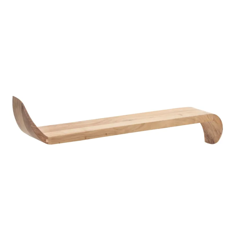 Wandregal Mango Massivholz 60cm von Wohnling mit geschwungenen Holzenden in Gesamtansicht.