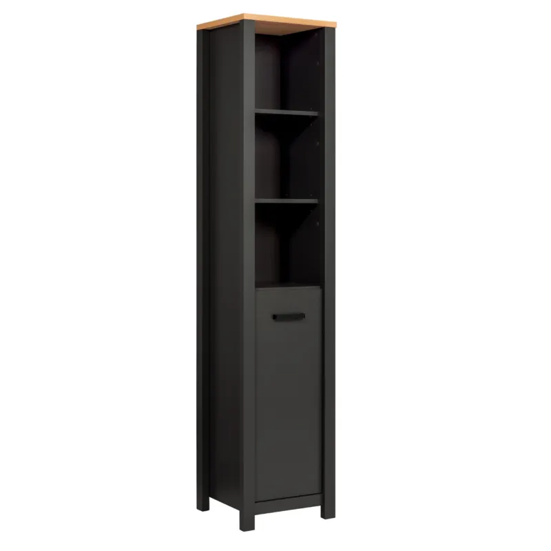 Badschrank Veneto Hochschrank Anthrazit mit Artisan-Eiche-Optik