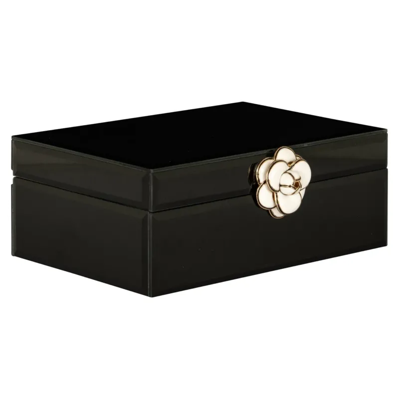 Aufbewahrungsbox Vivy black small – Schmuckbox mit Glasdeckel, schwarz