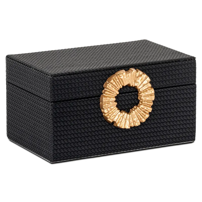 Aufbewahrungsbox Amal black/gold in PU-Leder – Richmond Interiors