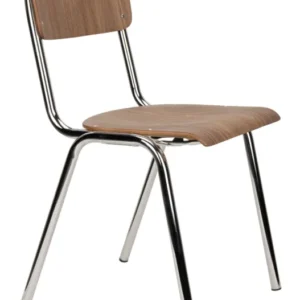 Esszimmerstuhl Back to School im 4er-Set, Walnut/Chrome von Zuiver