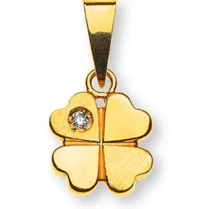 Anhänger Kleeblatt Gelbgold 750 mit Brillant 8mm