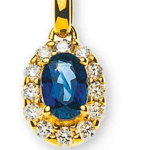Anhänger Gelbgold 750 mit Saphir 0.67ct. und Brillanten