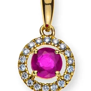 Anhänger Gelbgold 750 Rubin 0.40 ct. und 18 Brillanten 0.07 ct.