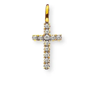 Anhänger Kreuz Gelbgold 750 mit 12 Brillanten