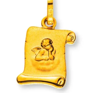 Anhänger Medaille Engel Gelbgold 750 Schriftrolle 10mm