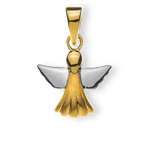 Anhänger Medaille Engel Gelbgold 750 10mm Flügel rhodiniert